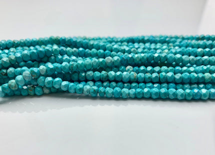 3x4 mm Natural Faceted Rondelle Turquoise Beads Natural Color Turquoise Loose Beads #2582