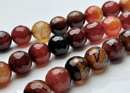 BEST DEAL 16 mm Faceted Round Agate Gemstone Beads Heat Treated Multi Orange And Brown Color Natural Gemstone Agate 15.5 Inches Strand #4052