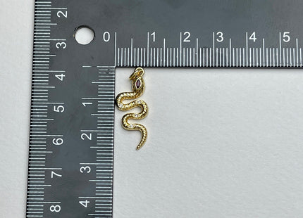 Red/Blue/Green Eye Snake Design Charms for Necklace Jewelry Making 18K Gold Filled Charm Pendant With Colored CZ Crystals, One Piece #CR0020