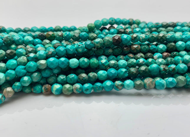 2 mm 2.5 mm 3 mm Faceted Round Turquoise Beads Natural Color Turquoise Loose Beads 15.5 Inches Strand #2648