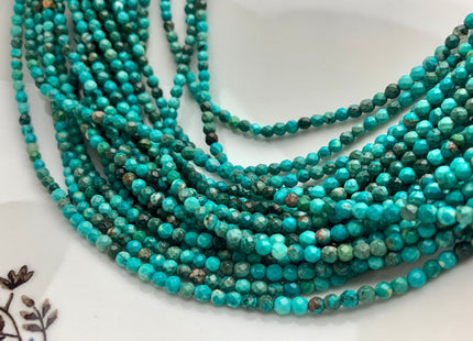 2 mm 2.5 mm 3 mm Faceted Round Turquoise Beads Natural Color Turquoise Loose Beads 15.5 Inches Strand #2648