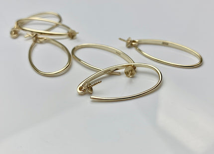 One Pair 925 Sterling Silver Or Gold Simple Hook Earring Setting 925 Sterling Silver Earring Hook Findings For Half Drilled Pearls #10348-J