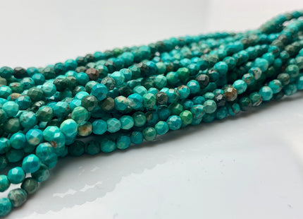 2 mm 2.5 mm 3 mm Faceted Round Turquoise Beads Natural Color Turquoise Loose Beads 15.5 Inches Strand #2648