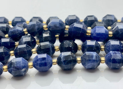 9x10mm Half Strand Faceted Energy Prism Cut Sodalite Gemstone Genuine Double Terminated Points Dark Blue Color Sodalite Bead 16 Pieces #3675