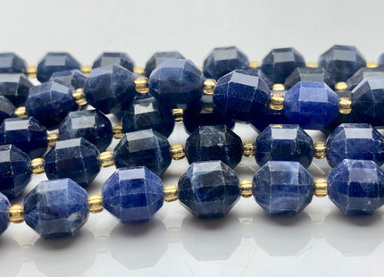 9x10mm Half Strand Faceted Energy Prism Cut Sodalite Gemstone Genuine Double Terminated Points Dark Blue Color Sodalite Bead 16 Pieces #3675