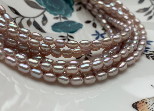 5x7 mm AAA Natural Mauve Pink Rice/Oval Freshwater Pearl Beads Genuine Mauve Pink Rice Freshwater Pearls #1759