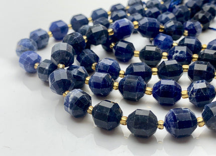 9x10mm Half Strand Faceted Energy Prism Cut Sodalite Gemstone Genuine Double Terminated Points Dark Blue Color Sodalite Bead 16 Pieces #3675