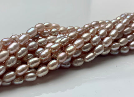 5x7 mm AAA Natural Mauve Pink Rice/Oval Freshwater Pearl Beads Genuine Mauve Pink Rice Freshwater Pearls #1759