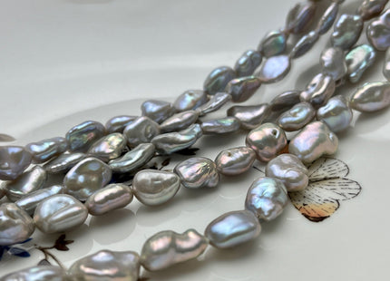 8-9x12-15mm AA Silver Gray Color Keshi Freshwater Pearl Beads Genuine Very Rare Pinkish Gray Keshi Freshwater Pearl #P1989