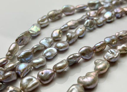 8-9x12-15mm Silver Gray Color Keshi Freshwater Pearls Beads Genuine Keshi Rice Nugget Shape Silver Gray Keshi Freshwater Pearl Beads #P1989