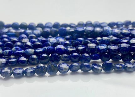 4mm Micro Faceted Diamond Cut Blue Color Lapis Flat Coin Disc Shape Genuine Lapis Gemstone Beads 15.5 Inches Strand #3073