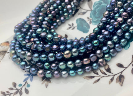 5-6mm AAAA Half Strand Large Hole Peacock Round Nugget Freshwater Pearls Hole Size 1.5mm Or 1.2mm High Luster Genuine Pearl 36 Beads #P1622