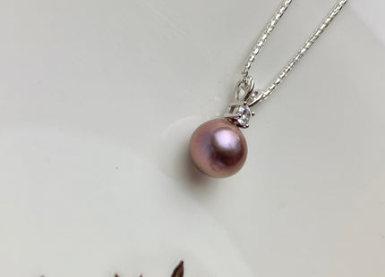 One Piece 925 Sterling Silver/Gold Pendant Setting Findings For Half Drilled Pearls Simple Design W/CZ Sterling Silver Pendant #10358