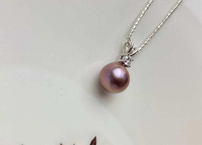 One Piece 925 Sterling Silver/Gold Pendant Setting Findings For Half Drilled Pearls Simple Design W/CZ Sterling Silver Pendant #10358