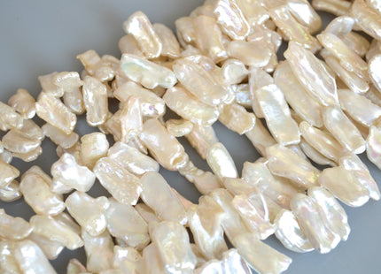 Genuine Cultured Freshwater Biwa Pearl Beads Luster White Color Top Drilled 20x8mm to 25x10mm Approx. #712