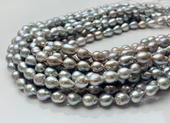 6.5-7x8-9 mm AAA Gray Color High Luster Baby Edison Baroque Freshwater Pearls Beads Genuine TearDrop Shape Small Edison Pearls #P1439