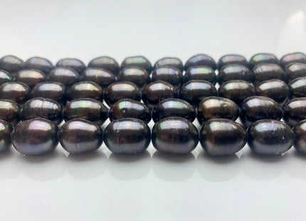 10x12-13 mm Dark Peacock Color Freshwater Rice/Oval Pearls Genuine Black Peacock Rice/Oval Freshwater Pearls 34-35 Beads #P1158
