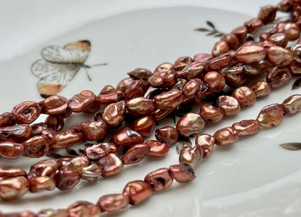 5-6x7-8 mm Rust Brown Color Keshi Freshwater Pearl Beads Genuine Freshwater Brown Color Keshi Pearls B Grade #P1939