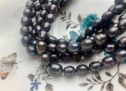 10x12-13 mm Dark Peacock Color Freshwater Rice/Oval Pearls Genuine Black Peacock Rice/Oval Freshwater Pearls 34-35 Beads #P1158