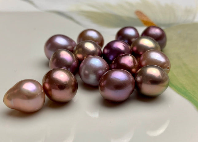 ONE Piece Rare AAA 10-15 mm Top Quality High Luster Half Drilled Baroque Freshwater Pearl Genuine Natural Purple Mauve Edison Pearls #1739
