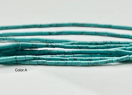 2x4 mm Tube Shape Howlite Gemstone Beads Genuine Turquoise Blue Color Howlite Gemstones Loose Spacer Beads 15.5 Inches Strand #3942
