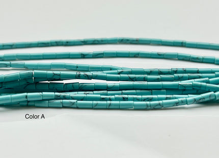 2x4 mm Tube Shape Howlite Gemstone Beads Genuine Turquoise Blue Color Howlite Gemstones Loose Spacer Beads 15.5 Inches Strand #3942