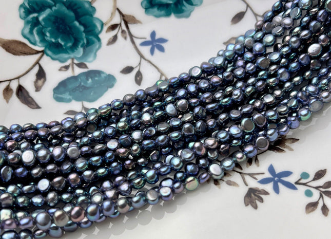 3.5-4mm AAAAA Peacock Potato Nugget Freshwater Seed Pearls Genuine Very Rare Super High Luster Peacock Tiny Round Nugget Pearls #P1690