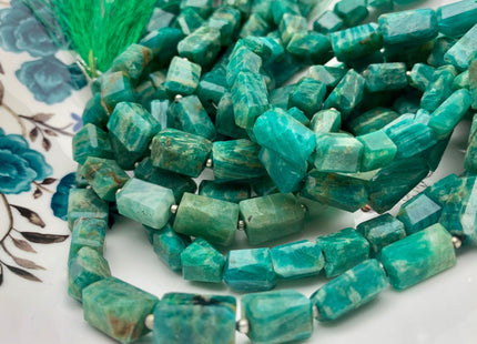 7-9x10-14 mm Natural Green Amazonite Gemstone Beads Faceted Nugget Shape Genuine Quality Irregular Amazonite Gemstone Bead 8 Inches #3818