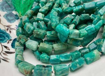 7-9x10-14 mm Natural Green Amazonite Gemstone Beads Faceted Nugget Shape Genuine Quality Irregular Amazonite Gemstone Bead 8 Inches #3818