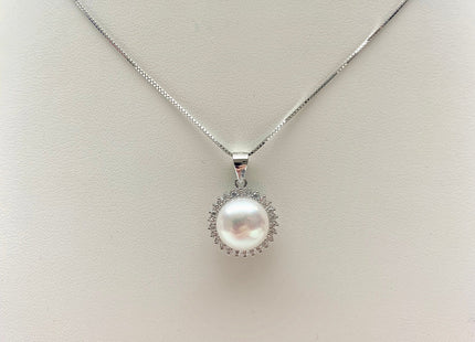 AAAA 10.5 mm Top Quality Natural White And Pink Freshwater Pearl Pendant W/925 Sterling Silver DIY Jewelry Bridal Pearl Necklace #10046-B