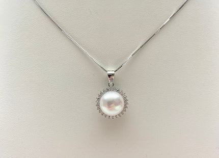 AAAA 10.5 mm Top Quality Natural White And Pink Freshwater Pearl Pendant W/925 Sterling Silver DIY Jewelry Bridal Pearl Necklace #10046-B