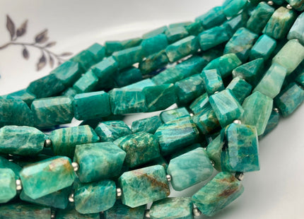 7-9x10-14 mm Natural Green Amazonite Gemstone Beads Faceted Nugget Shape Genuine Quality Irregular Amazonite Gemstone Bead 8 Inches #3818