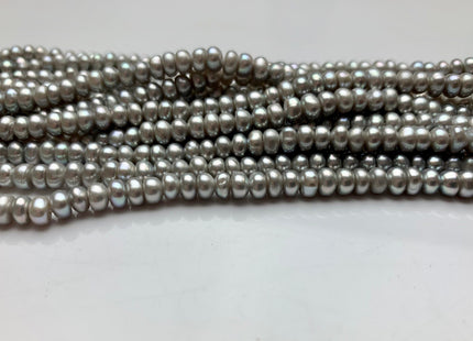 5 mm AAA Large Hole Silver Gray Round Button Freshwater Pearls Hole Size 1.5 mm Genuine Large Hole Rondelle Freshwater Pearl Beads #1831