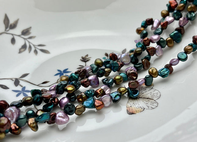 6x7 mm AAA Mixed Purple Brown Green Color Keshi Freshwater Pearl Beads Top Drilled Rare Genuine High Luster Keshi Pearls #P2121