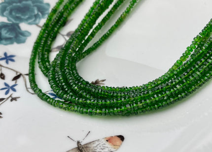 3-3.5 mm Natural Green Chrome Diopside Gemstone Beads Faceted Rondelle Shape Genuine Green Diopside Gemstone Beads 14 Inches Strand #4154