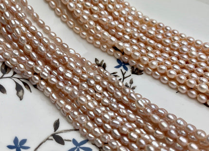 3.5-4x5 mm AA Natural Mauve Pink/Light Pink Color Rice Shape Freshwater Pearl Beads Genuine Tiny Freshwater Pearls Small Seed Pearls #P1519