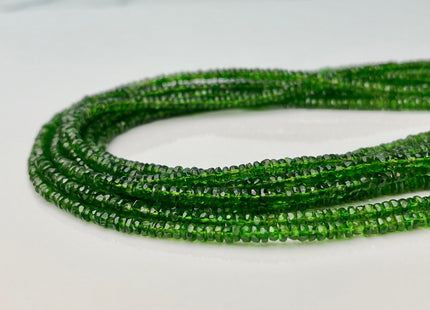 3-3.5 mm Natural Green Chrome Diopside Gemstone Beads Faceted Rondelle Shape Genuine Green Diopside Gemstone Beads 14 Inches Strand #4154