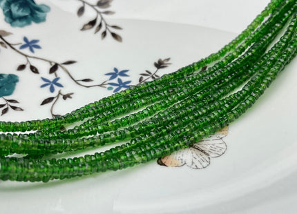 3-3.5 mm Natural Green Chrome Diopside Gemstone Beads Faceted Rondelle Shape Genuine Green Diopside Gemstone Beads 14 Inches Strand #4154