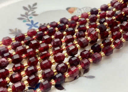 5x6mm 7x8mm Faceted Energy Prism Cut Garnet Gemstone Beads Genuine Double Terminated Points Red Garnet Beads 15.5 Inches 49 Pieces #3575