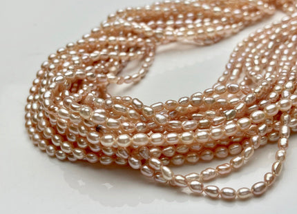 3.5-4x5 mm AA Natural Mauve Pink/Light Pink Color Rice Shape Freshwater Pearl Beads Genuine Tiny Freshwater Pearls Small Seed Pearls #P1519