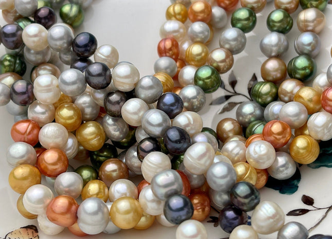 8-9 mm Multi Color Potato Freshwater Pearl Beads, Mixed Color Potato Pearls, Genuine Cultured Freshwater Pearl Beads #553