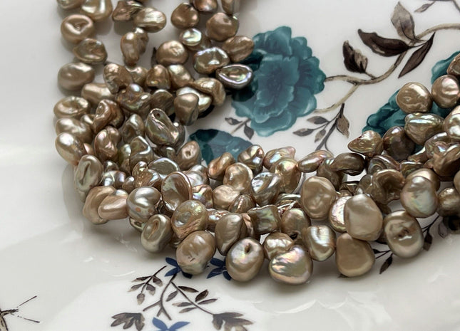 8x10 mm Beige Champagne Color Keshi Freshwater Pearl Beads Top Drilled Rare Genuine Keshi Freshwater Pearls #P1761