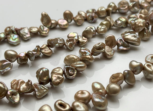 8x10 mm Beige Champagne Color Keshi Freshwater Pearl Beads Top Drilled Rare Genuine Keshi Freshwater Pearls #P1761