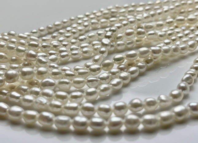 4.5-5x6 mm Natural White Rice Freshwater Pearl Genuine High Luster Pearl Beads Bridal Pearls Wholesale White Pearls 58 Beads #P1902