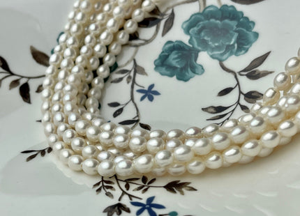 5x7mm AAA Large Hole Natural White Rice / Oval Freshwater Pearl Beads Hole Size 1.0mm Large Hole Rice Beads Large Hole White Rice Pearl #21