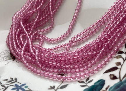 3-3.5 mm AAA Micro Faceted Round Pink Topaz Gemstone Beads Genuine Natural Gummy Pink Topaz 13 Inches Strand #4110