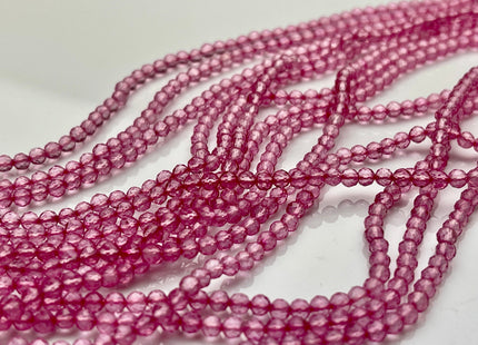 3-3.5 mm AAA Micro Faceted Round Pink Topaz Gemstone Beads Genuine Natural Gummy Pink Topaz 13 Inches Strand #4110