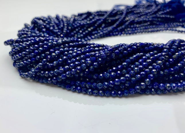 BEST DEAL 2 mm 3 mm AAA 100% Natural Faceted Round Tiny Lapis Gemstone Beads Genuine Natural Blue Lapis Loose Beads 13 Inches Strand #2495