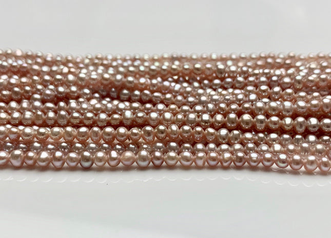 4 mm AAA Natural Pink OR Mauve Pink Potato Freshwater Pearl Beads Genuine Cultured Freshwater Pearl Beads Wedding / Bridal Pearls #1134