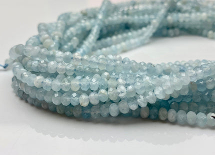 3x4 mm Natural Color Faceted Rondelle Aquamarine Gemstone Beads Natural Blue Micro Faceted Rondelle Aquamarine Gemstone Beads # 2448